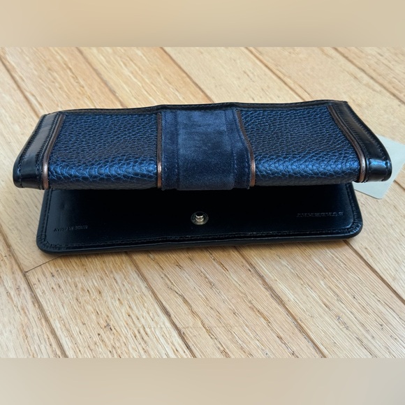 Burberry Prosum  bronze Metallic Navy Suade Leather Luxury Wallet Rare Vintage - Picture 8 of 16